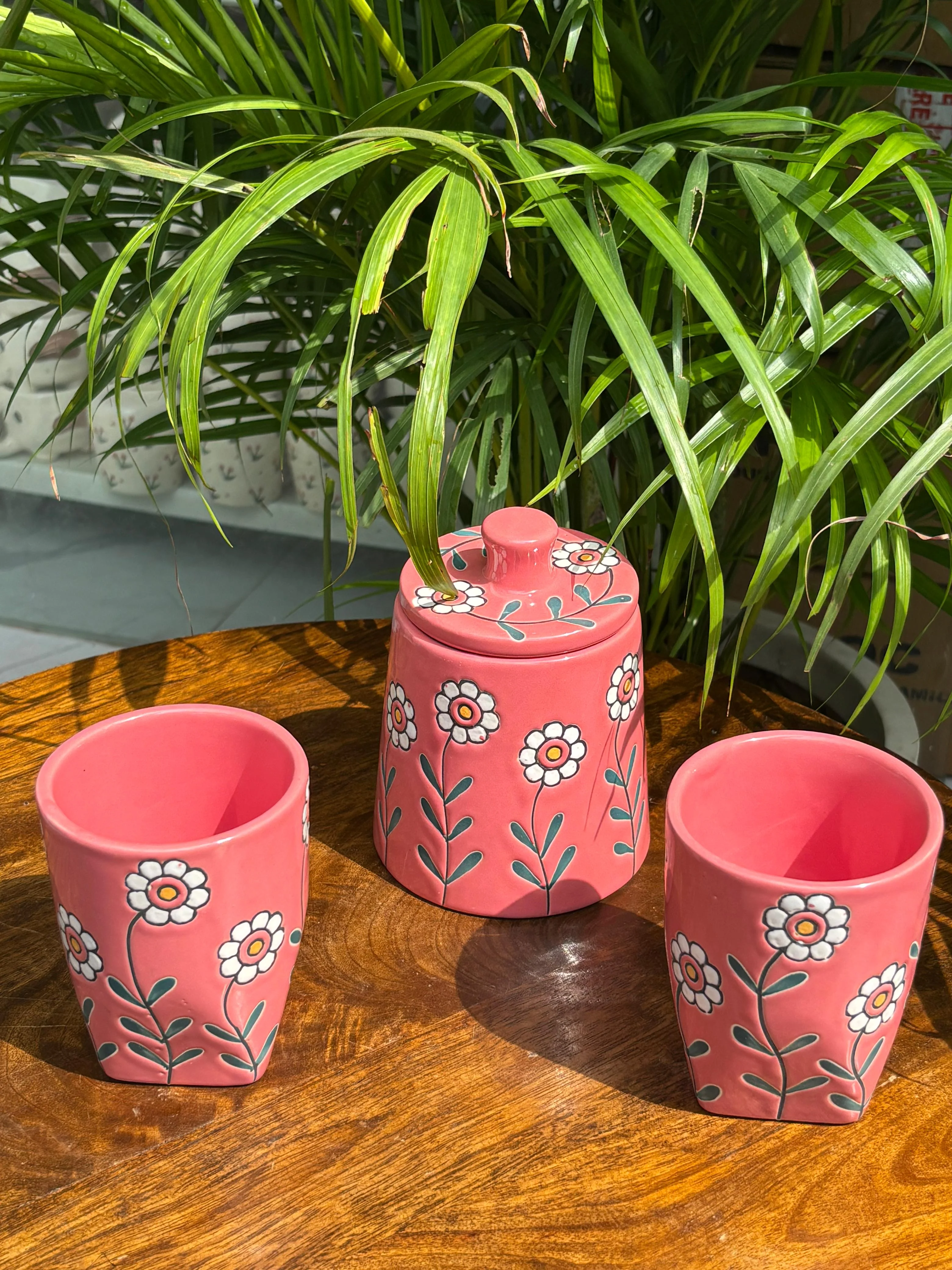 Bloom Pink Glasses & Jar Combo Set (Set of 3) - Image 5