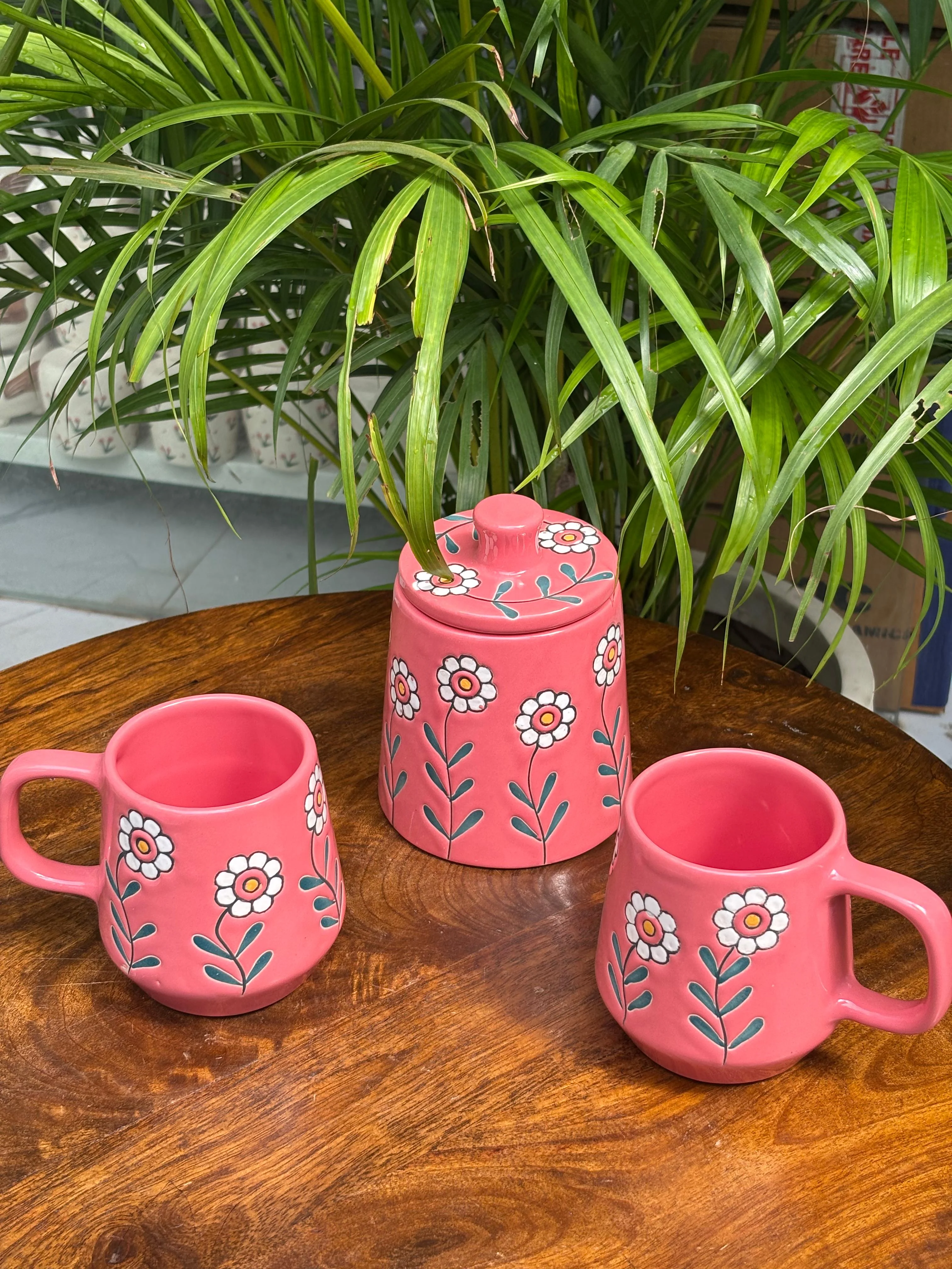 Bloom Pink Mugs & Jar Combo Set (Set of 3) - Image 3