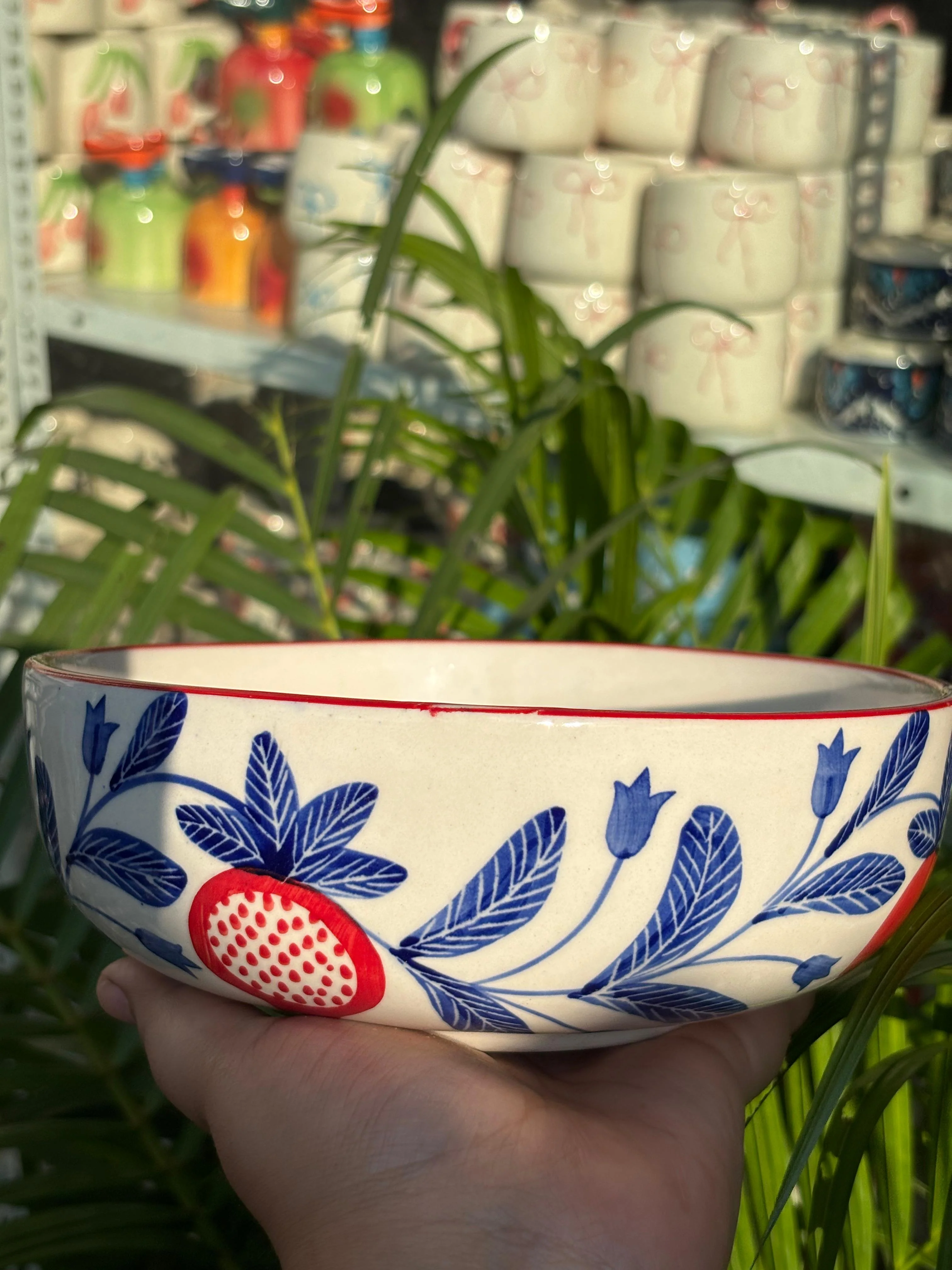 Blue Blossom Pomegranate Serving/Salad Bowl - Image 4