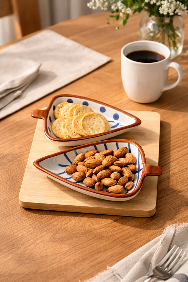 Blue Fern Leaf Platter Set (Set of 3) - Image 2