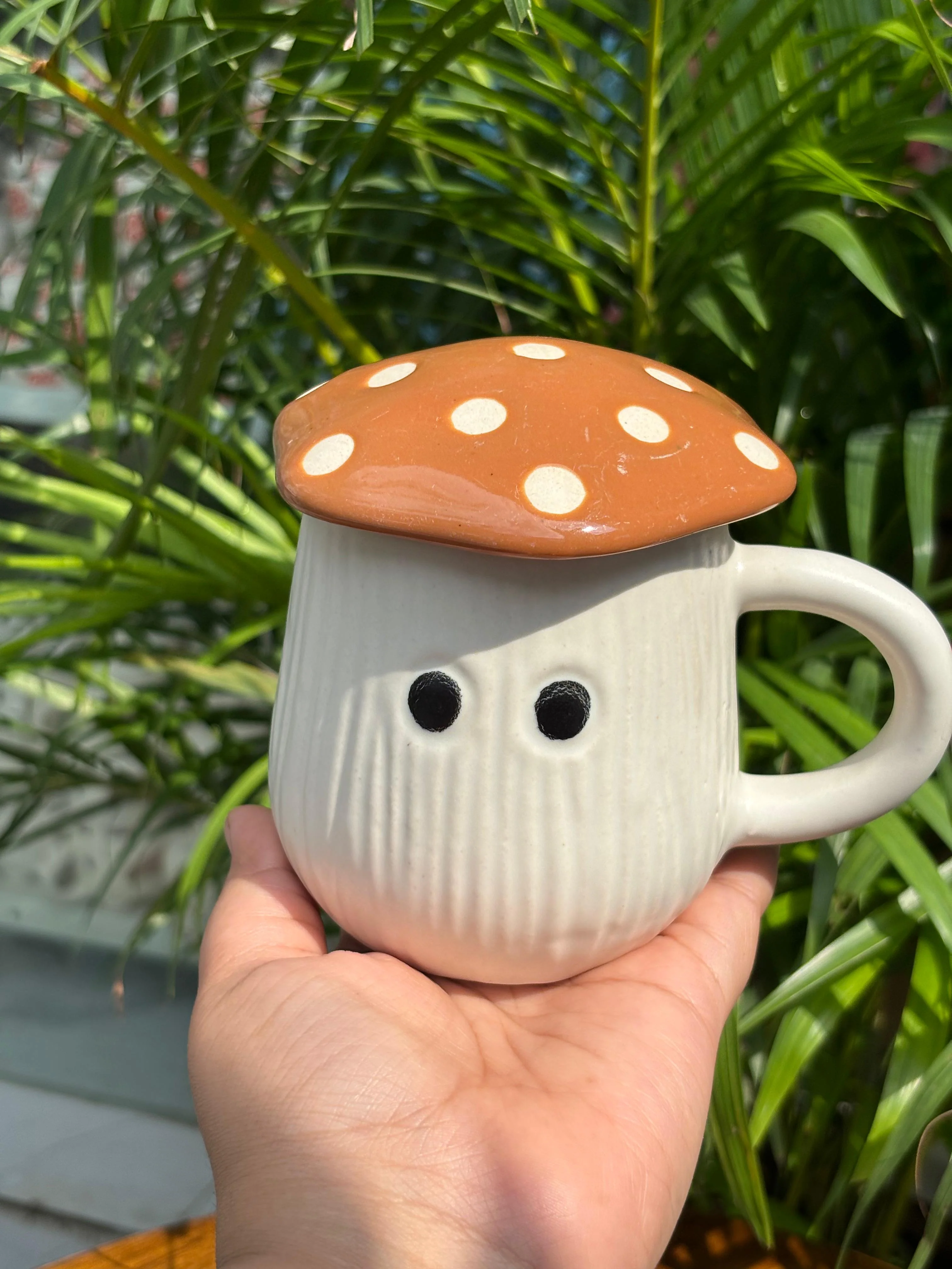 Brown Mushroom Magic Coffee Mug with Lid - Image 2