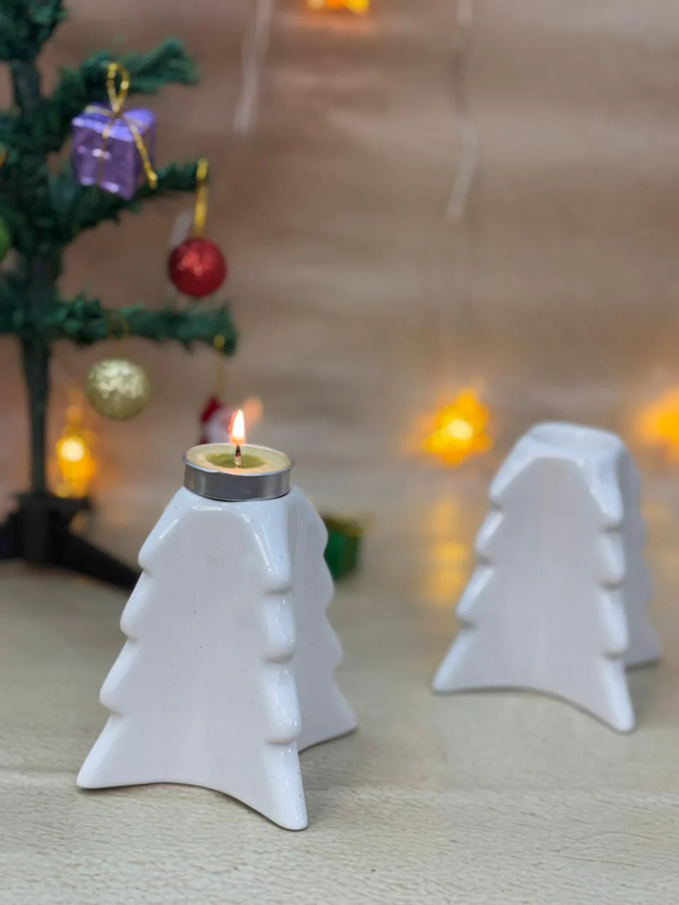 Cozy Pine Tree Tealight Stand-White - Image 4