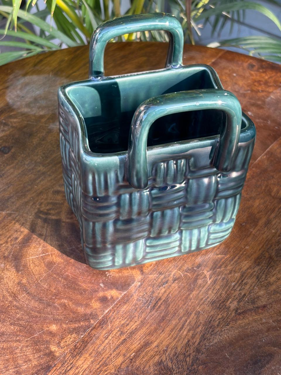 Green Woven Grace Basket Cutlery Holder/Vase - Image 4