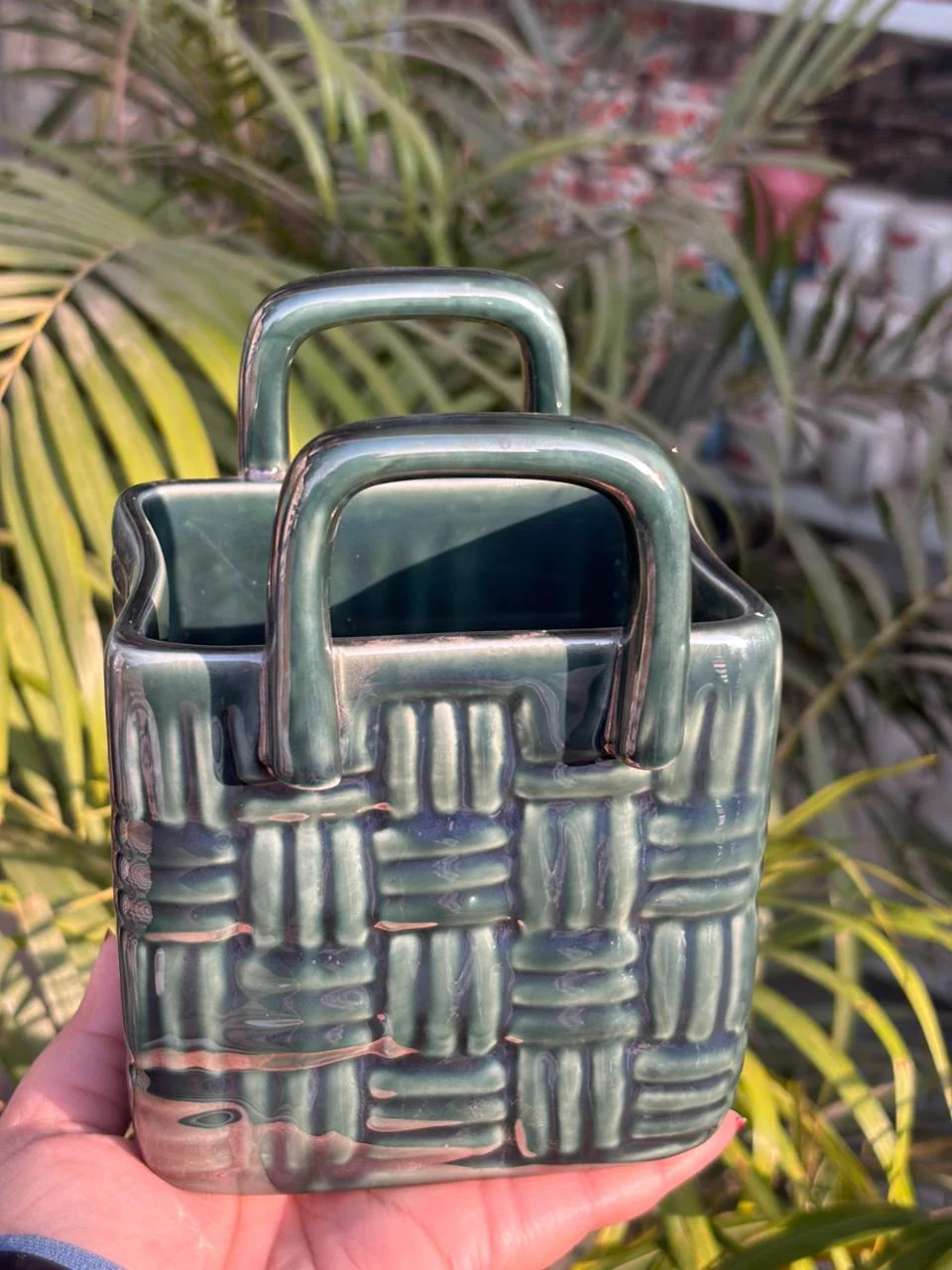 Green Woven Grace Basket Cutlery Holder/Vase - Image 5