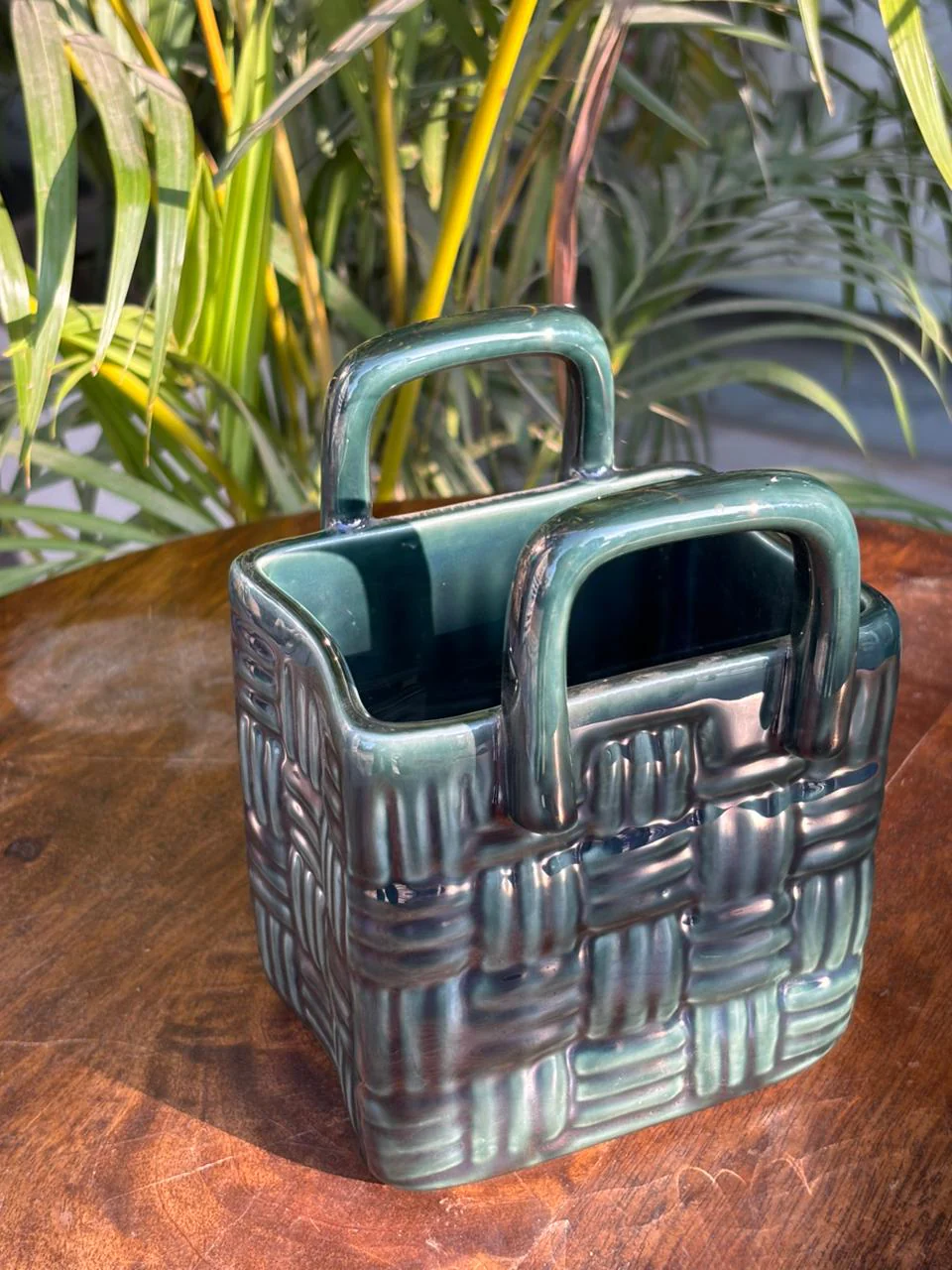 Green Woven Grace Basket Cutlery Holder/Vase - Image 6