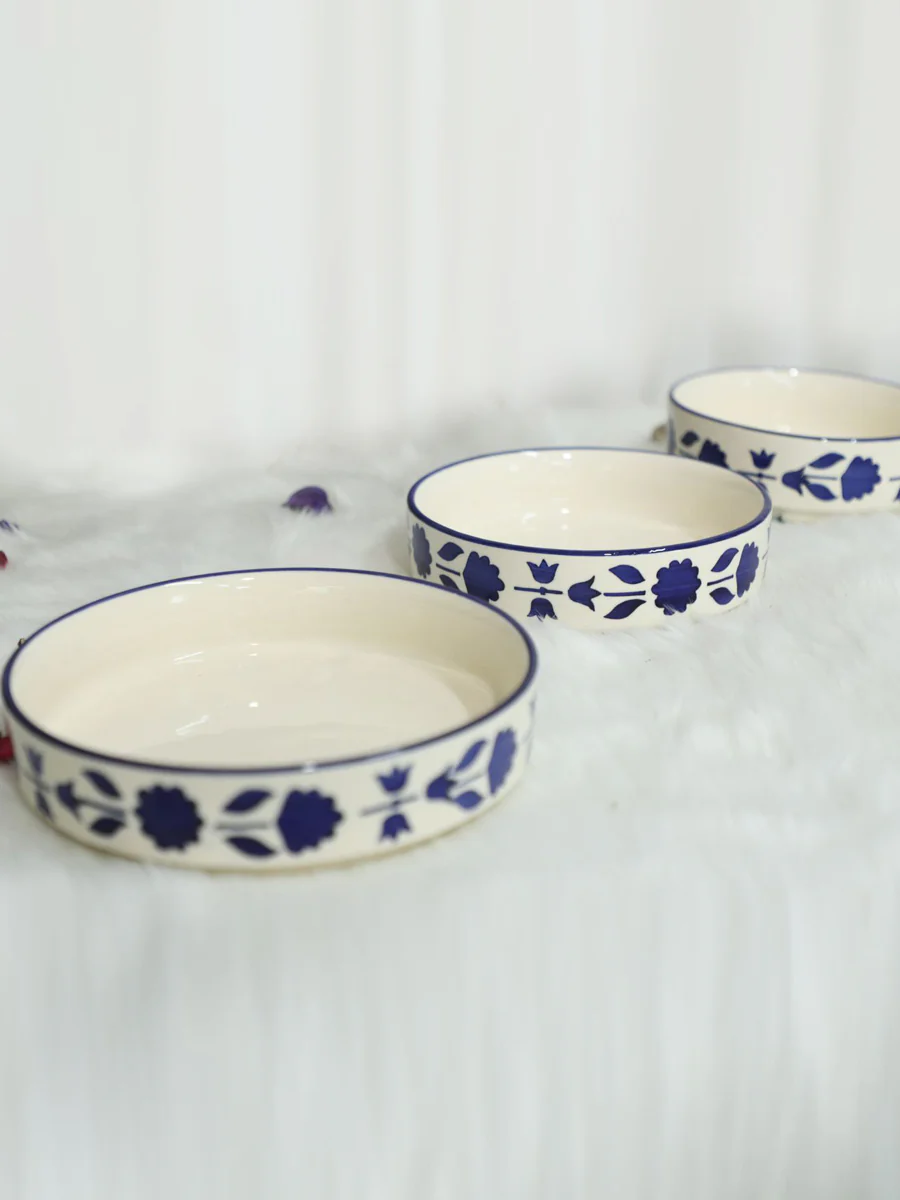 Blue Floral Serving Bowl Set (Set of 3) - Image 3