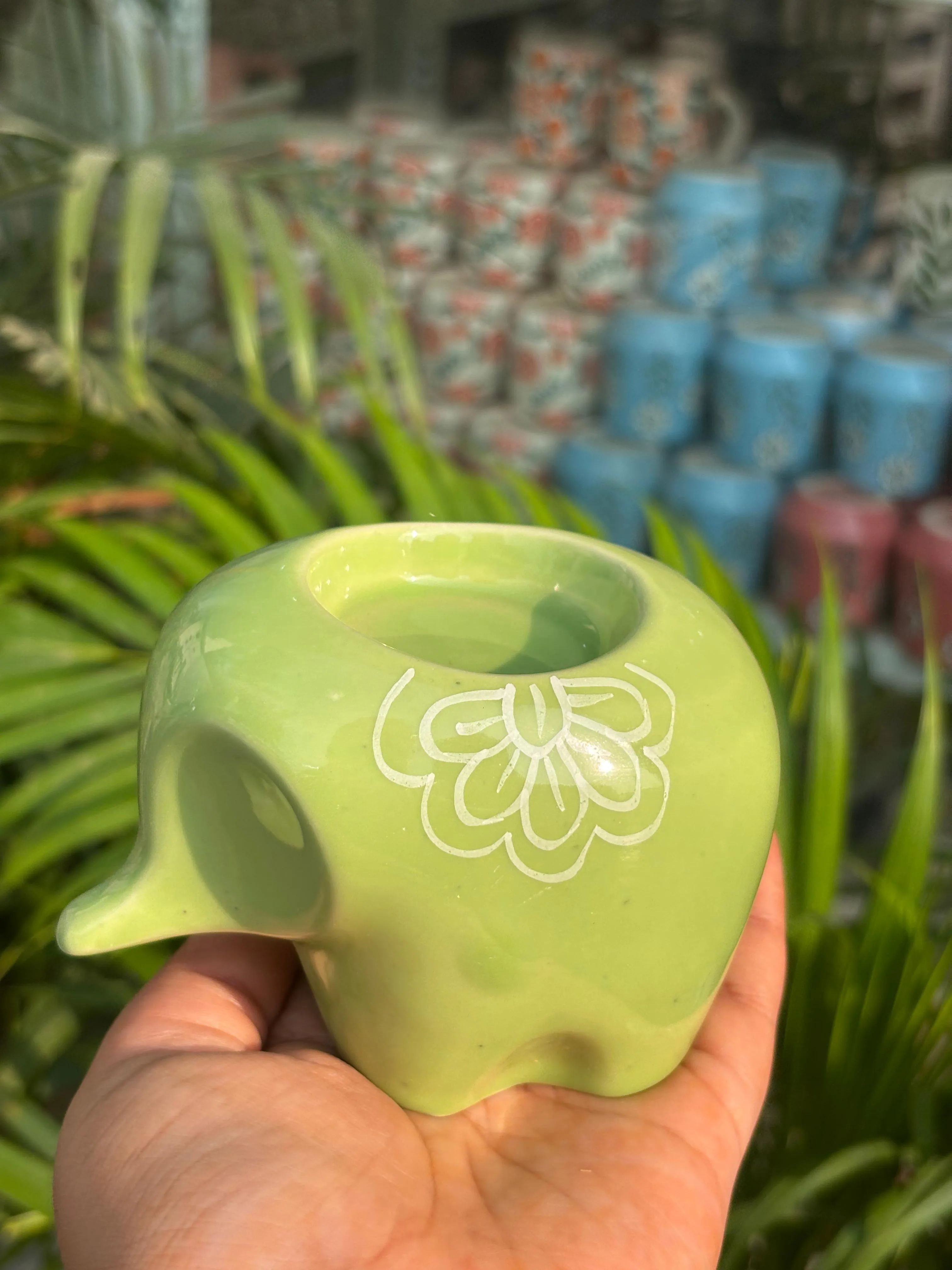 Lil’ Ele Glow Tea Light Holders-Green (Set of 2) - Image 3