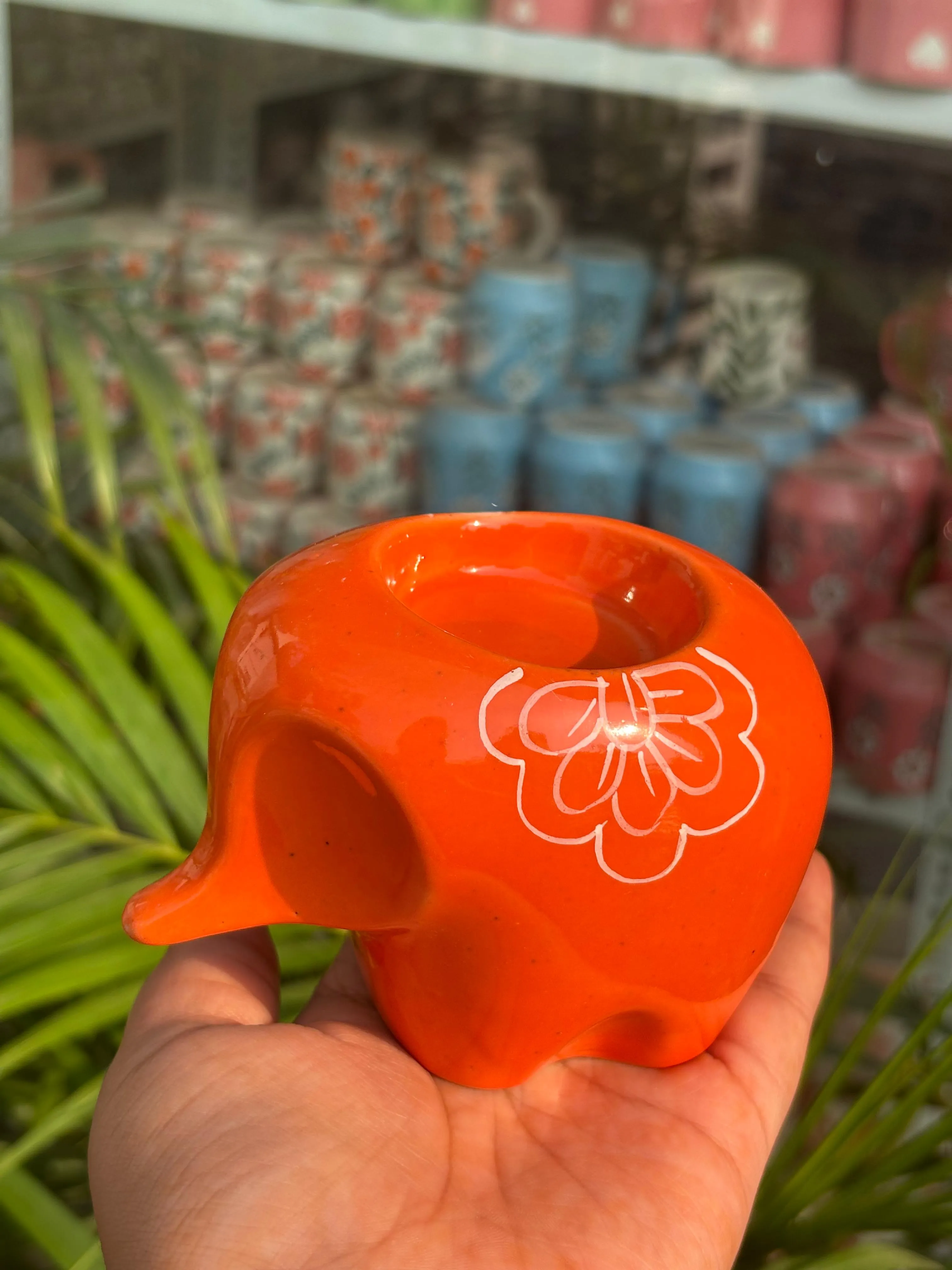 Lil’ Ele Glow Tea Light Holders-Orange (Set of 2) - Image 3