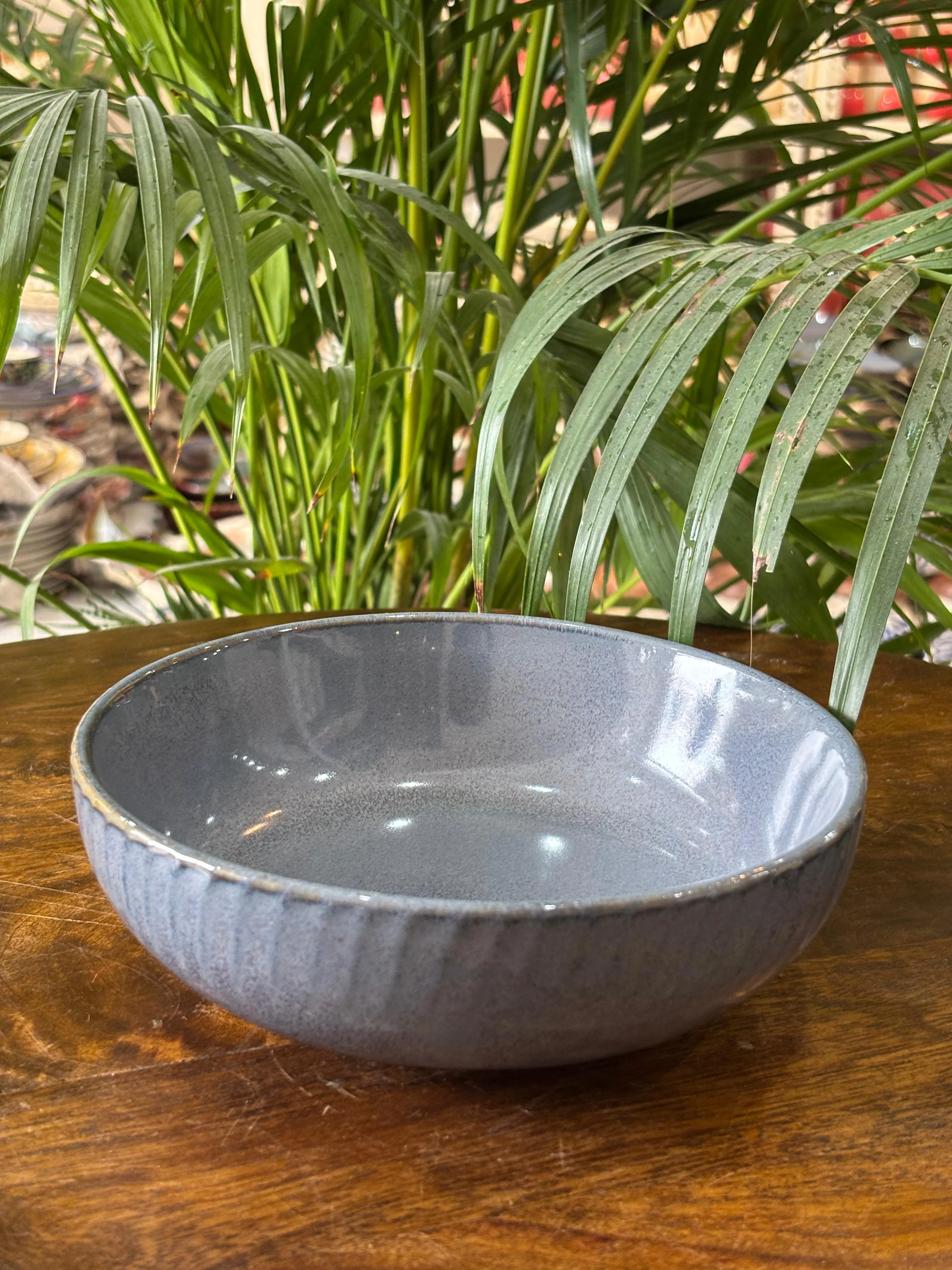Metallic Blue Glaze with Lines Dinner Set (Set of 7) - Image 4