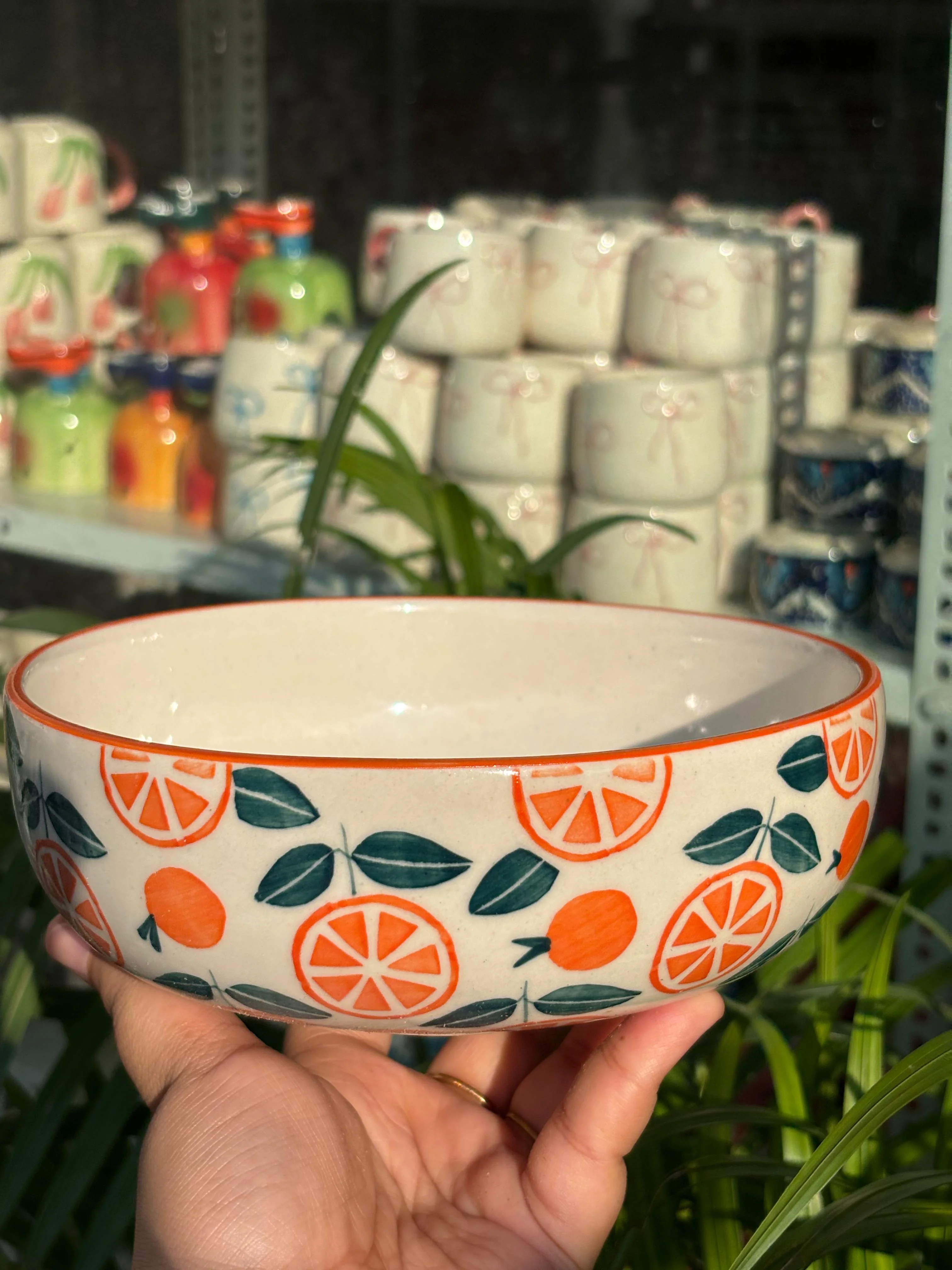 Orange Print Serving/Salad Bowl - Image 4