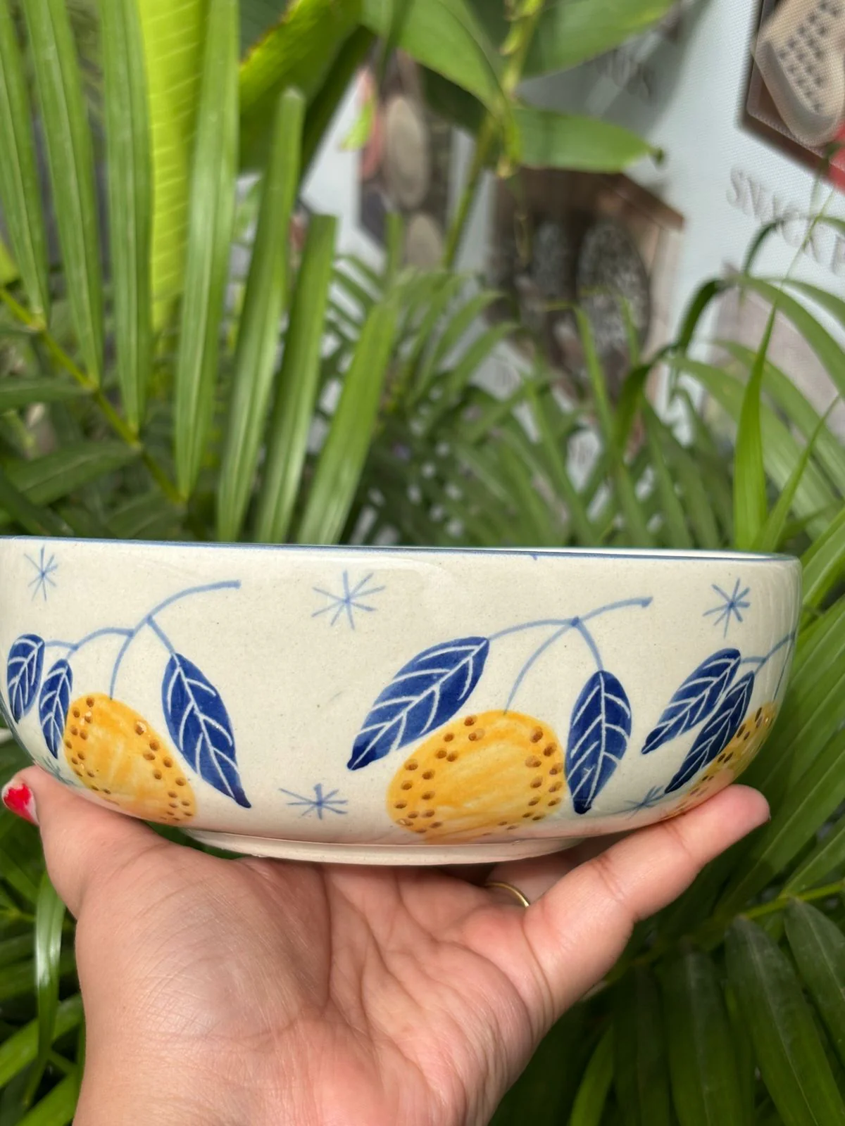 Orange Print Serving/Salad Bowl