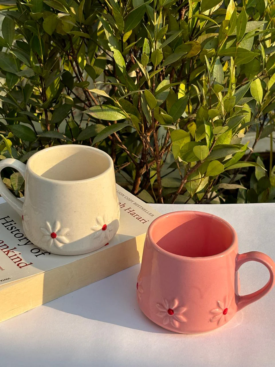 Pink & White Lilly Flower Pinterest Coffee Mugs Combo (Set of 2) - Image 5