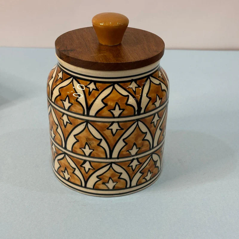 Brown Multi Floral Medium Size Air-tight Jar - Image 3