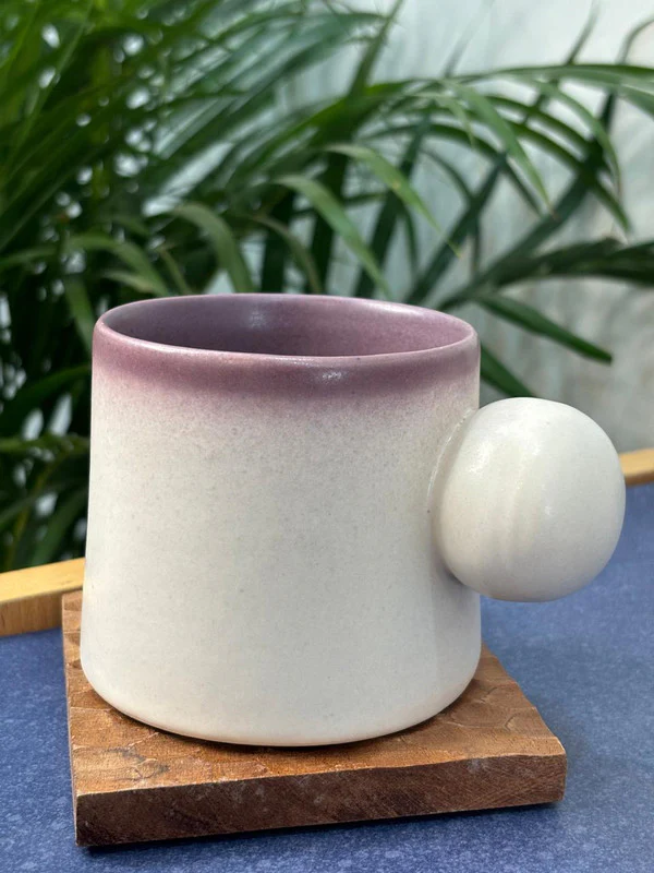 Purple Knob Handle Coffee Mug with Saucer - Image 2