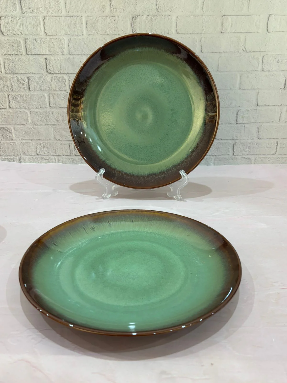 Brown Green Glaze Dinner Set (Set of 3) - Image 2