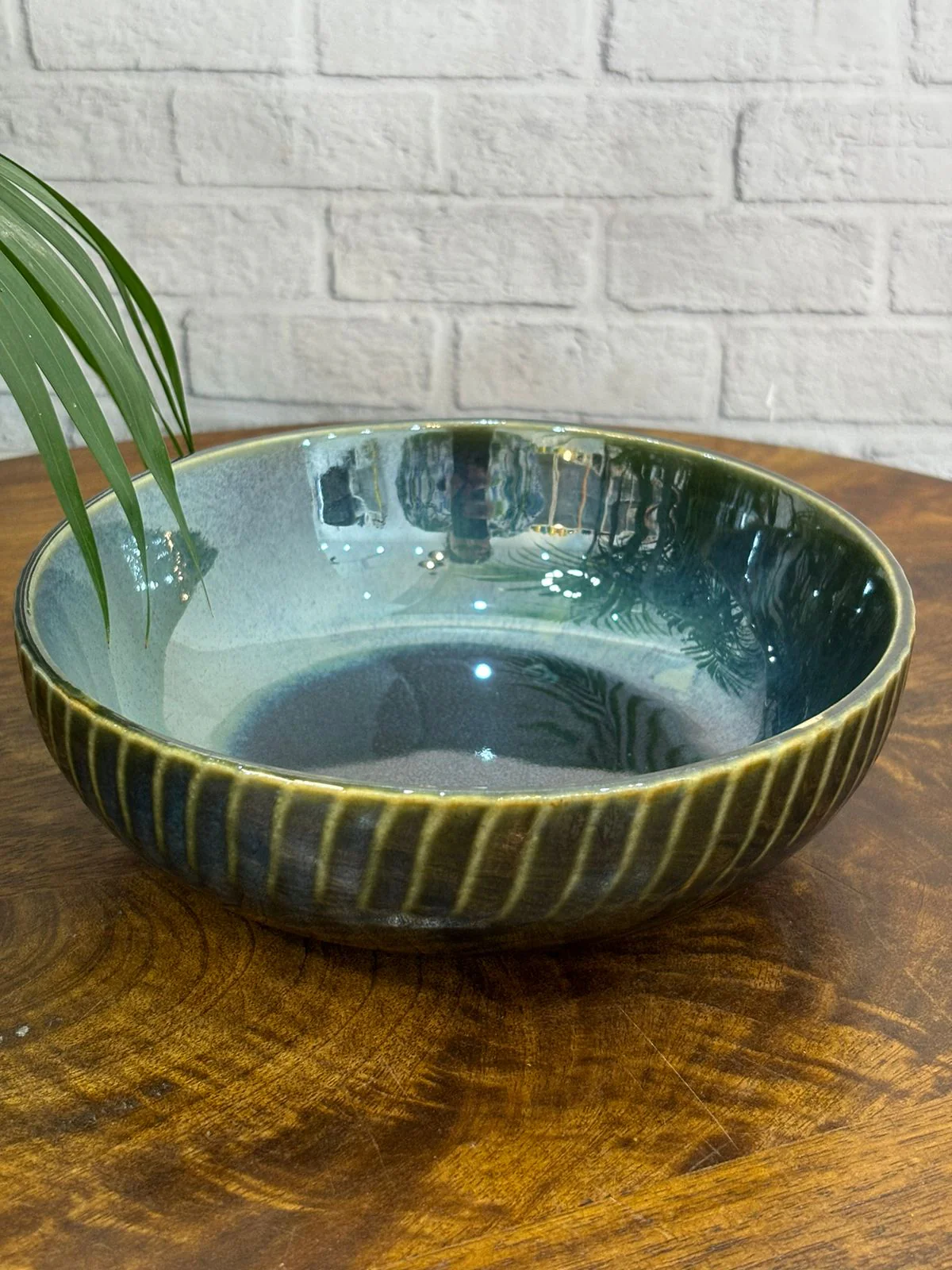 Olive Green Line Glaze Dinner Set (Set of 20) - Image 6