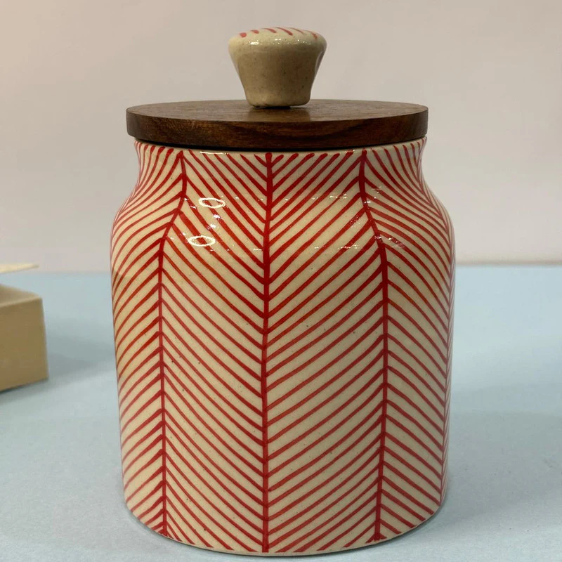 Red Lines Pattern Air-tight Jar - Image 3