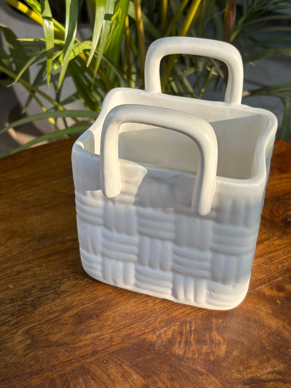 White Woven Grace Basket Cutlery Holder/Vase - Image 5